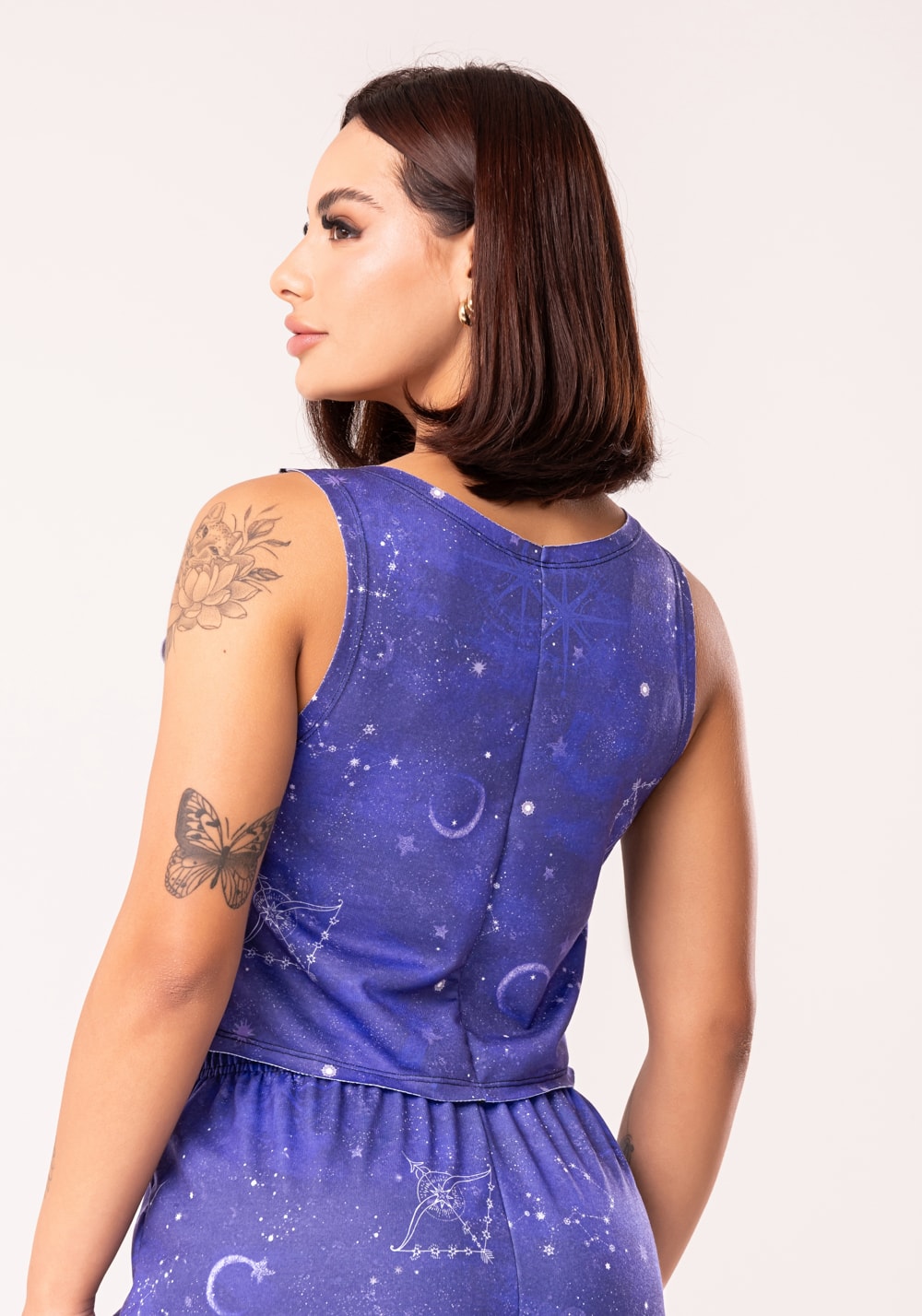Cropped feminino moletinho estampado signo sagitário