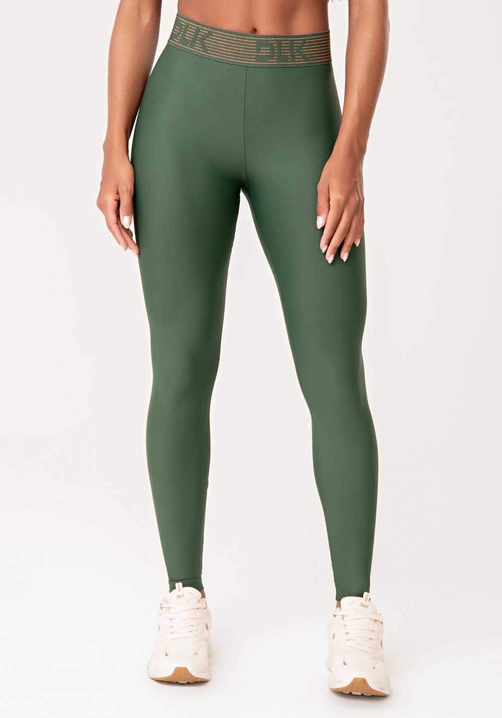 Legging fitness feminina verde com elástico lurex lush