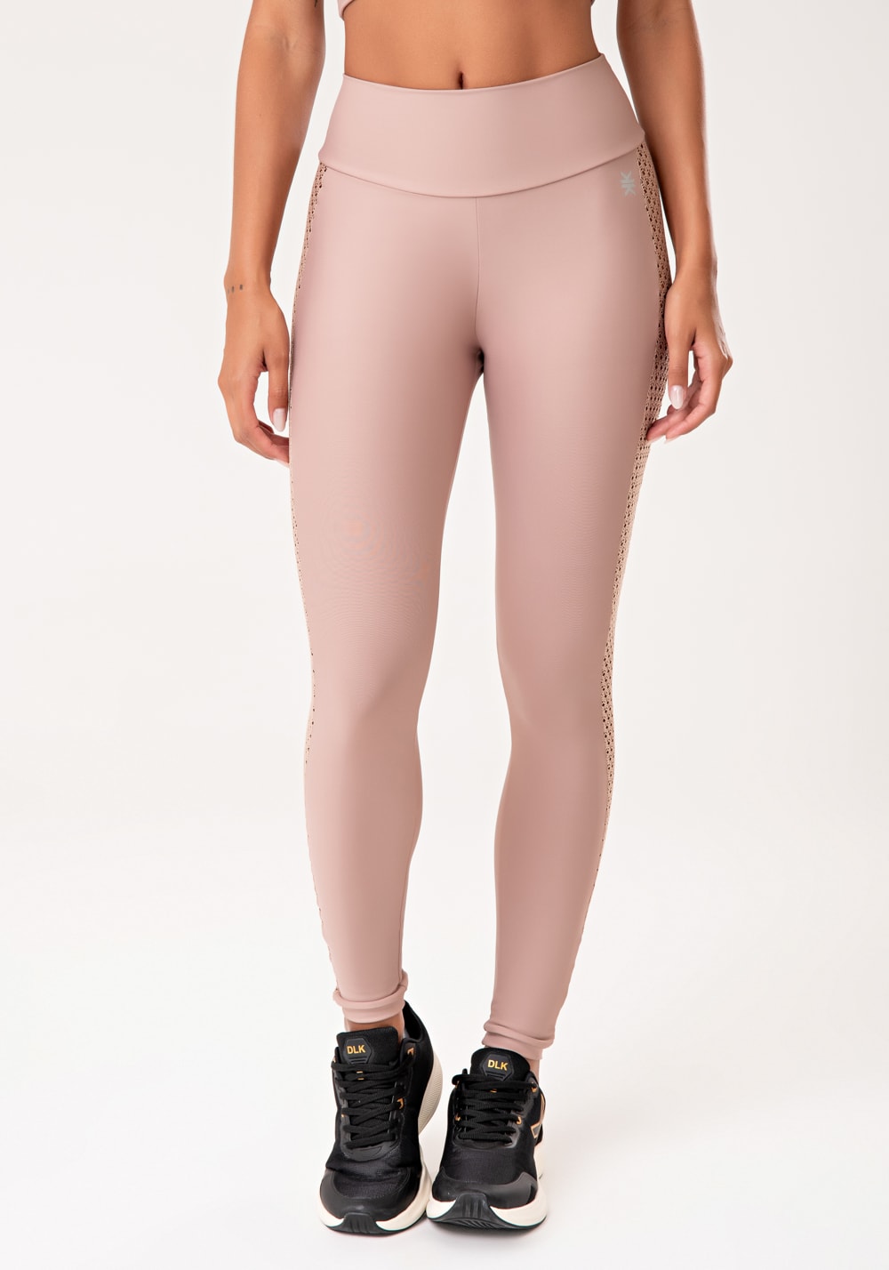 Legging fitness feminina nude com tela lateral lush