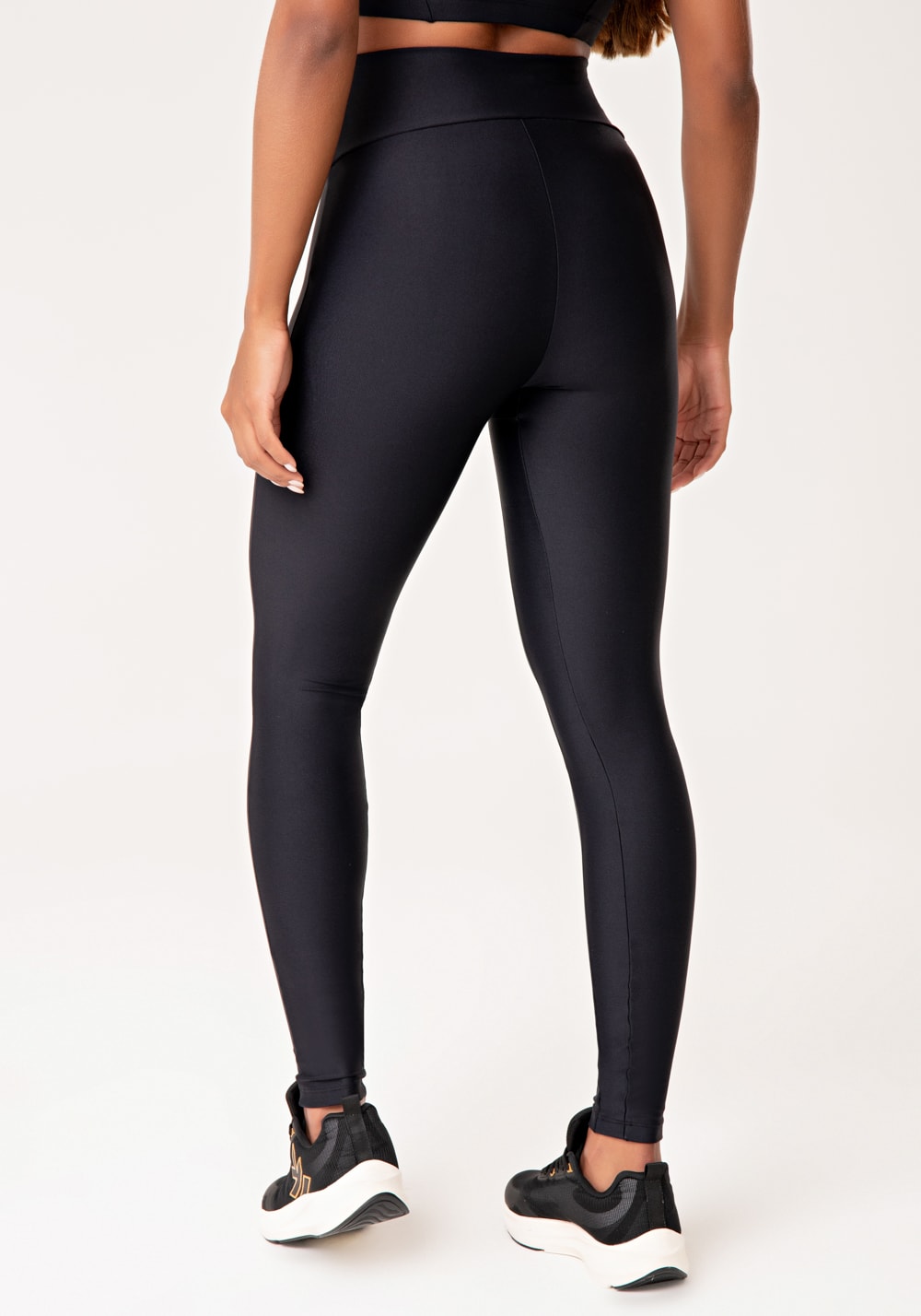 Legging fitness feminina preto com zíper emborrachado lush
