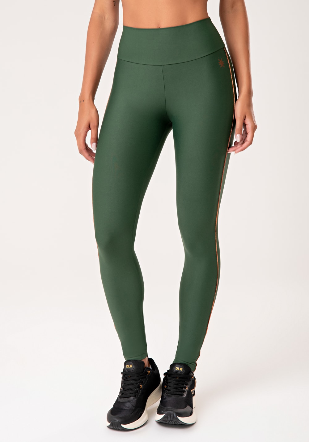 Legging fitness feminina verde com detalhe em lurex lush