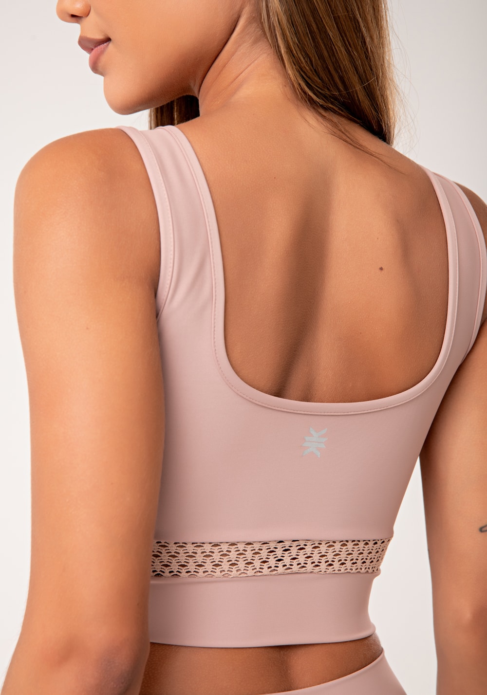 Top fitness feminino nude com tela lush