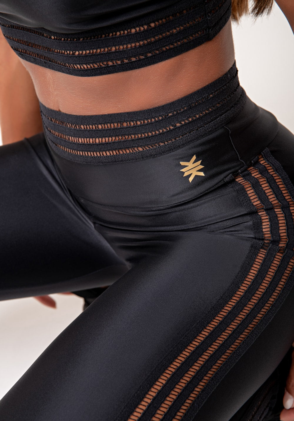 Legging fitness feminina preto com elástico lush