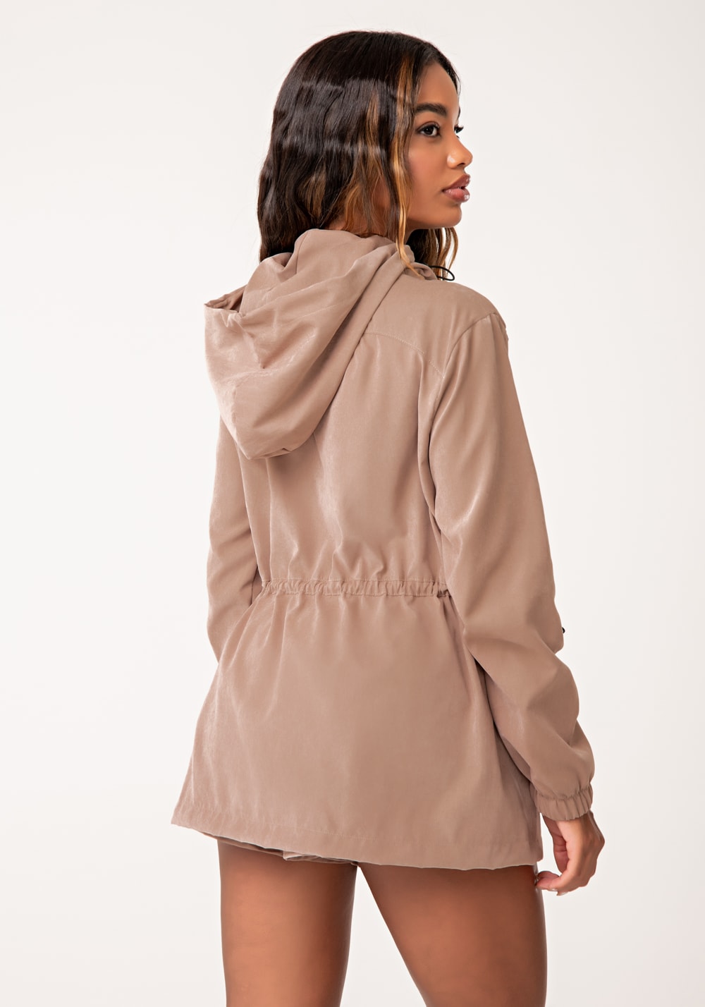 Parka feminina nude com capuz lush