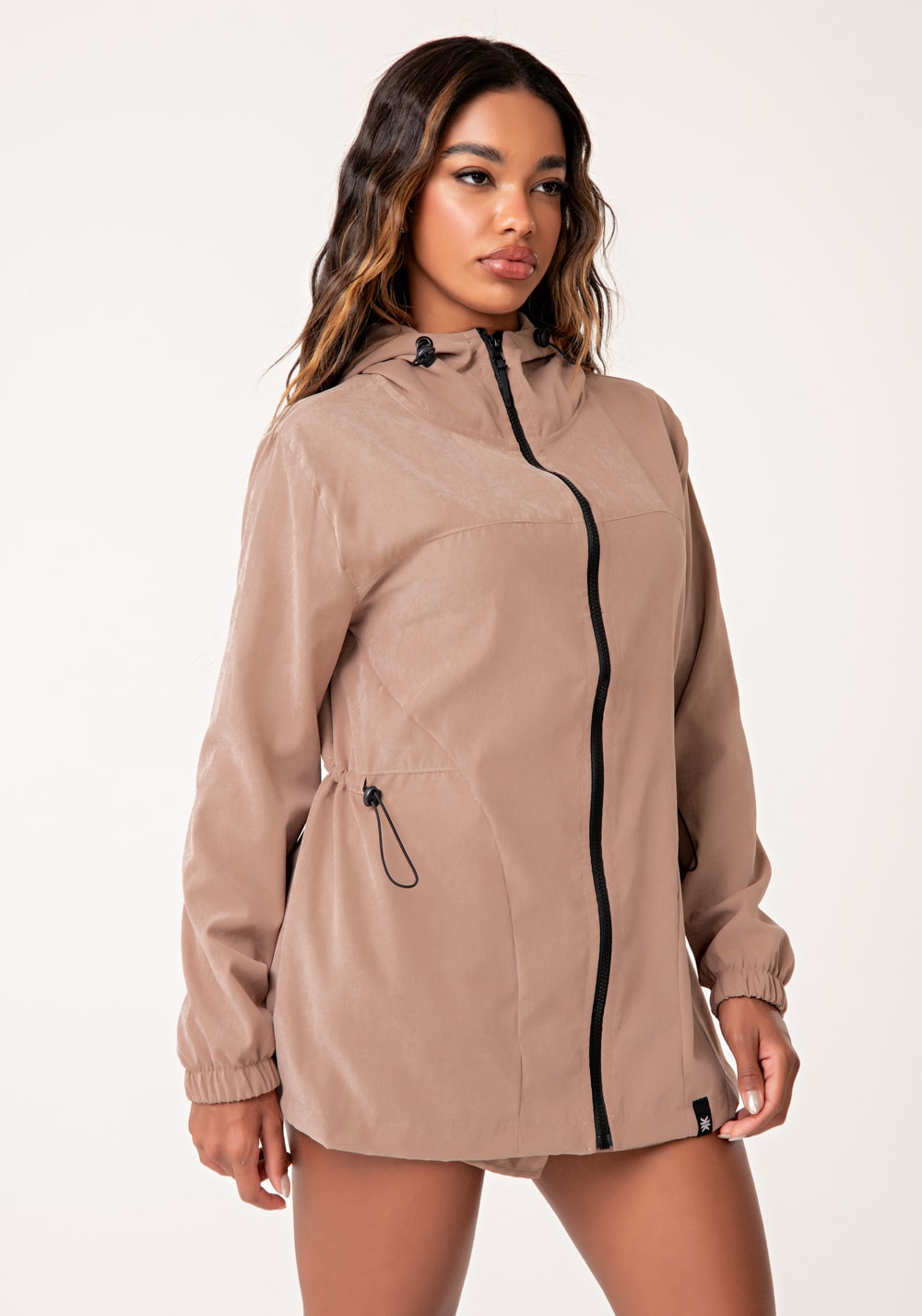 Parka feminina nude com capuz lush