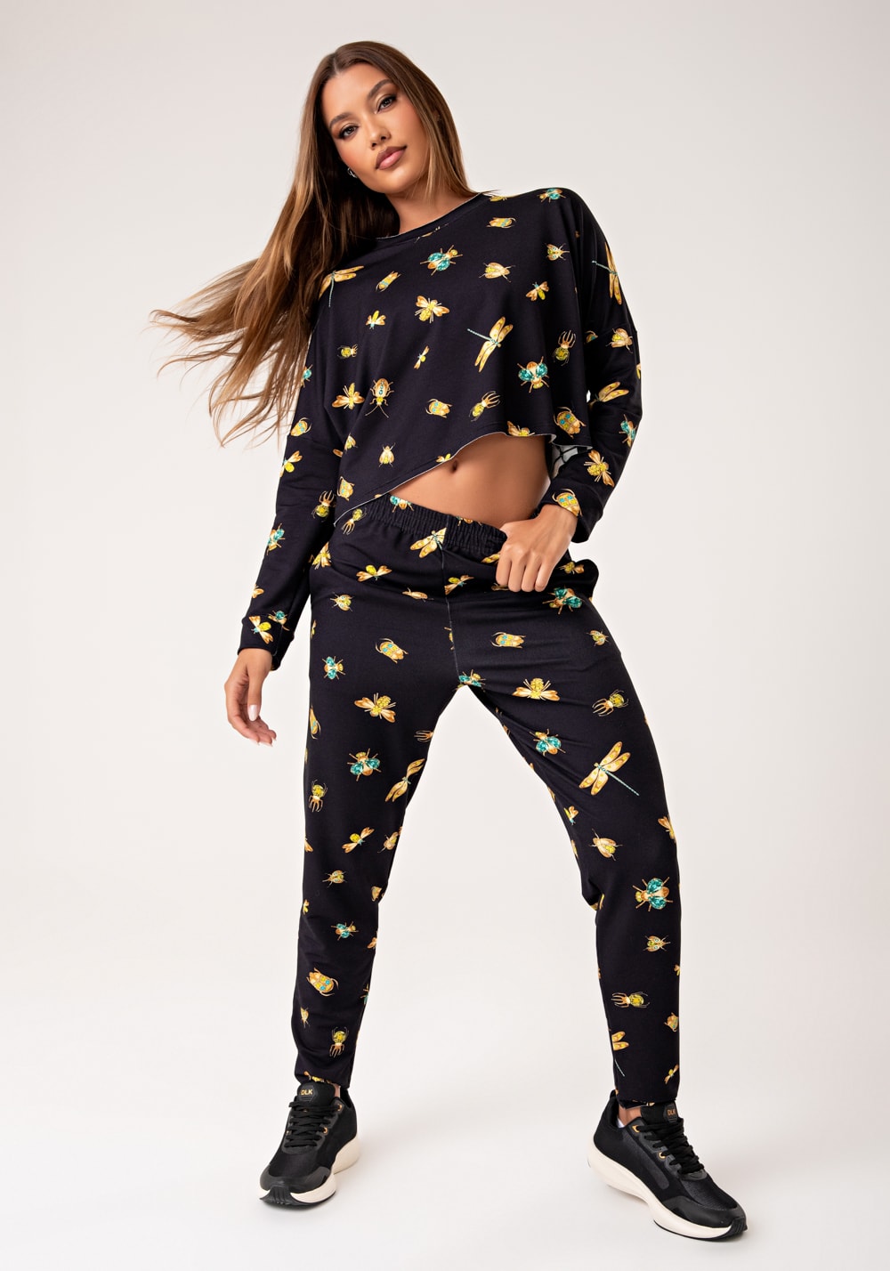 Calça feminina moletinho estampado insetos lush
