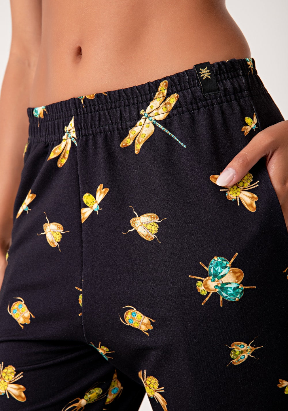 Calça feminina moletinho estampado insetos lush