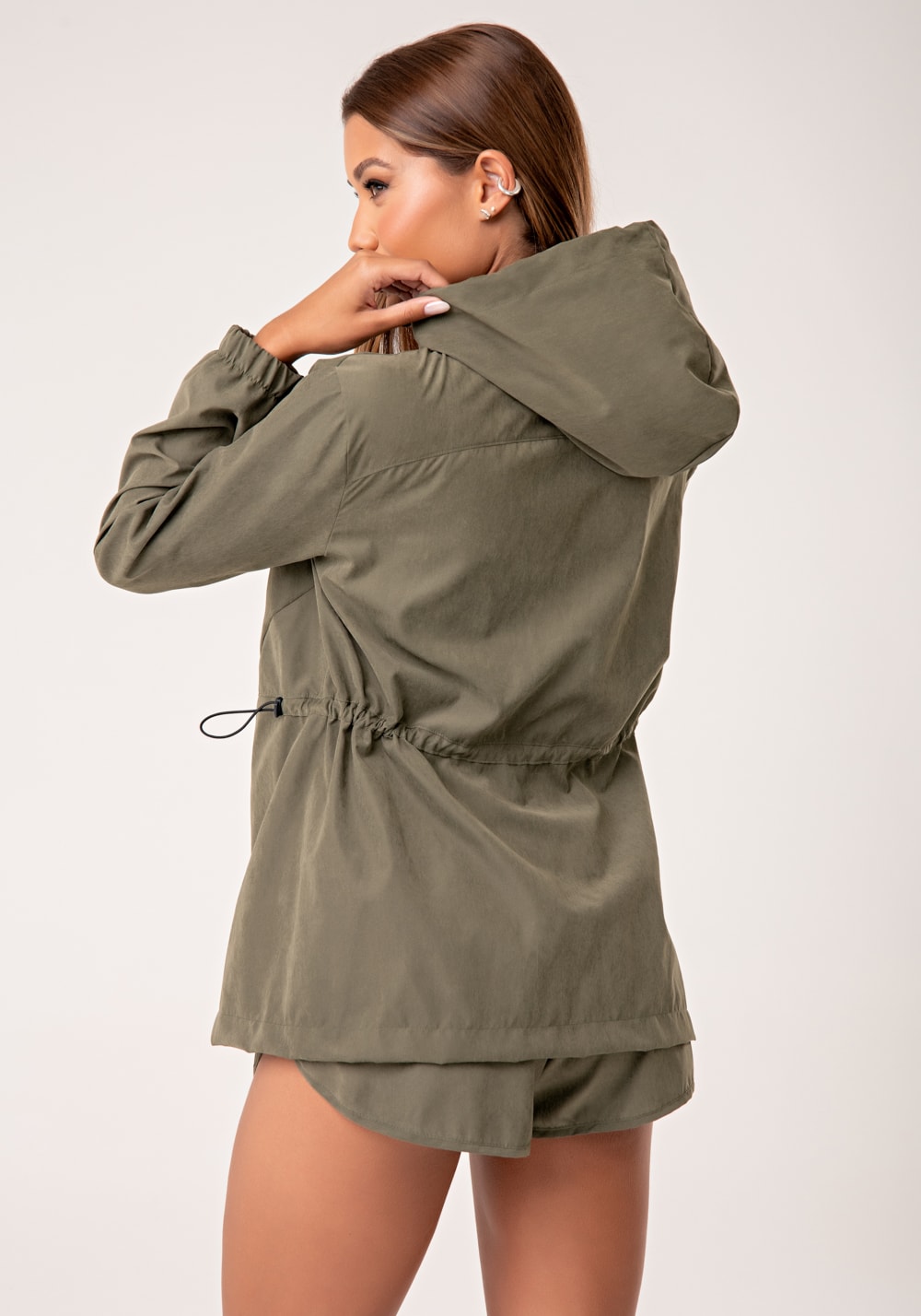 Parka feminina verde com capuz lush