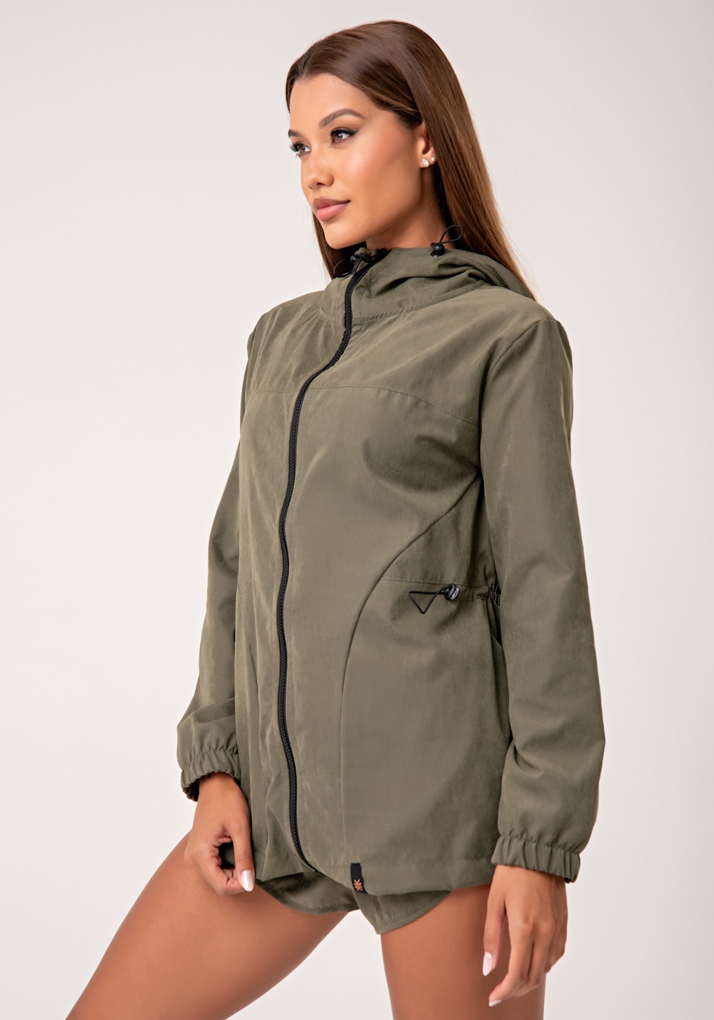 Parka feminina verde com capuz lush