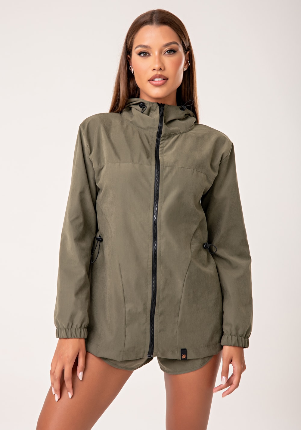 Parka feminina verde com capuz lush