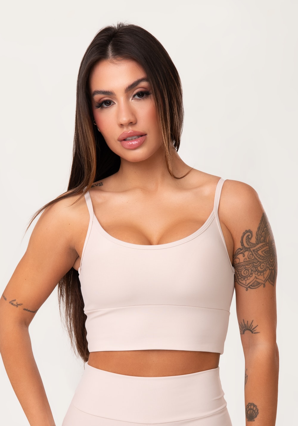 Top fitness feminino nude com bojo aura