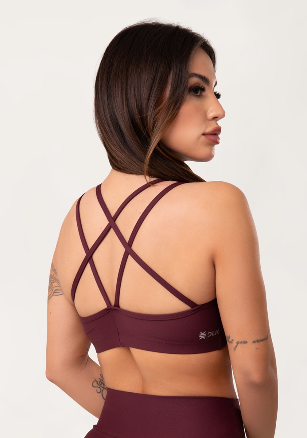 Top fitness feminino vinho com alça dupla aura