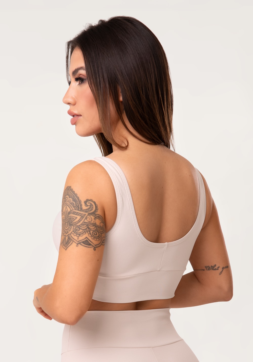 Top fitness feminino nude com alça larga aura