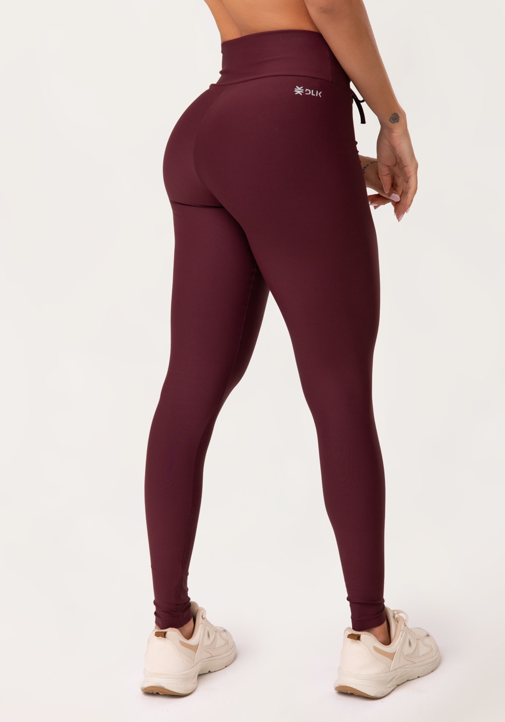 Legging fitness feminina vinho com franzido e amarração aura