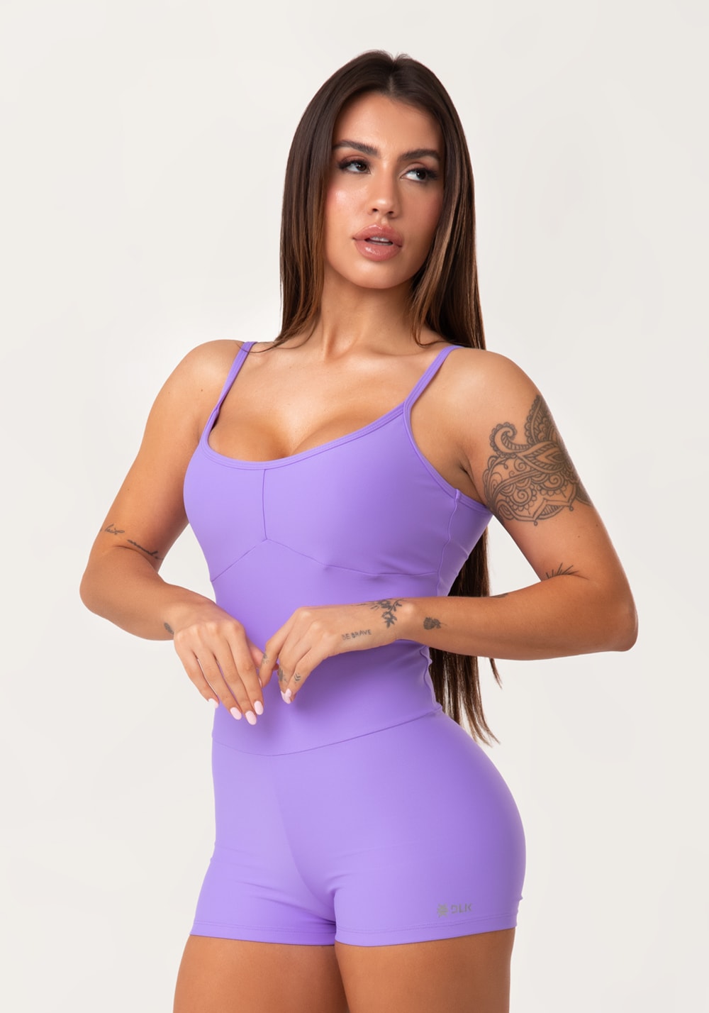 Macaquinho fitness feminino curto lavanda aura