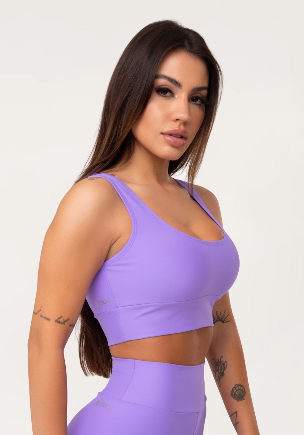 Top fitness feminino lavanda com alça larga aura