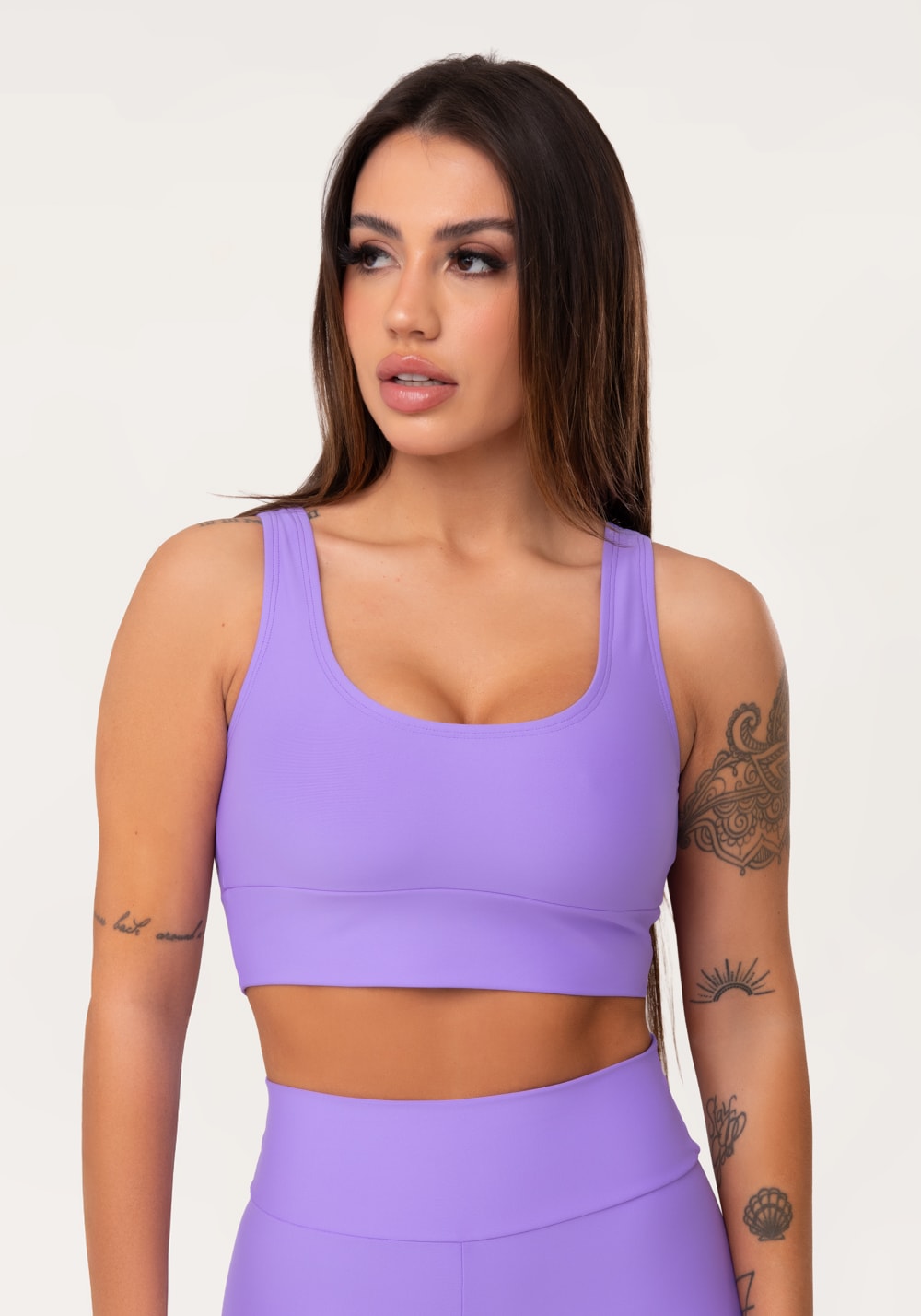Top fitness feminino lavanda com alça larga aura