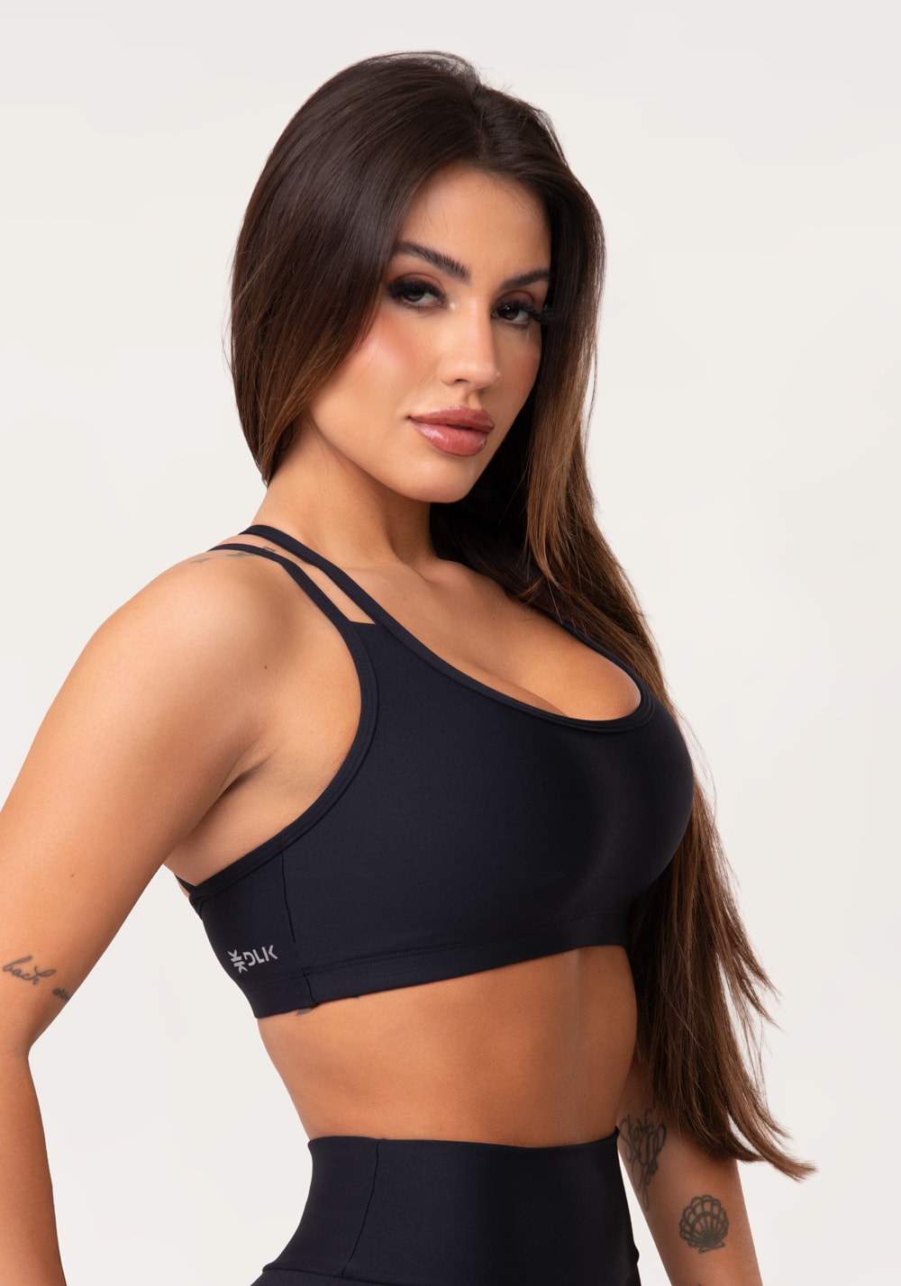 Top fitness feminino preto com alça dupla aura