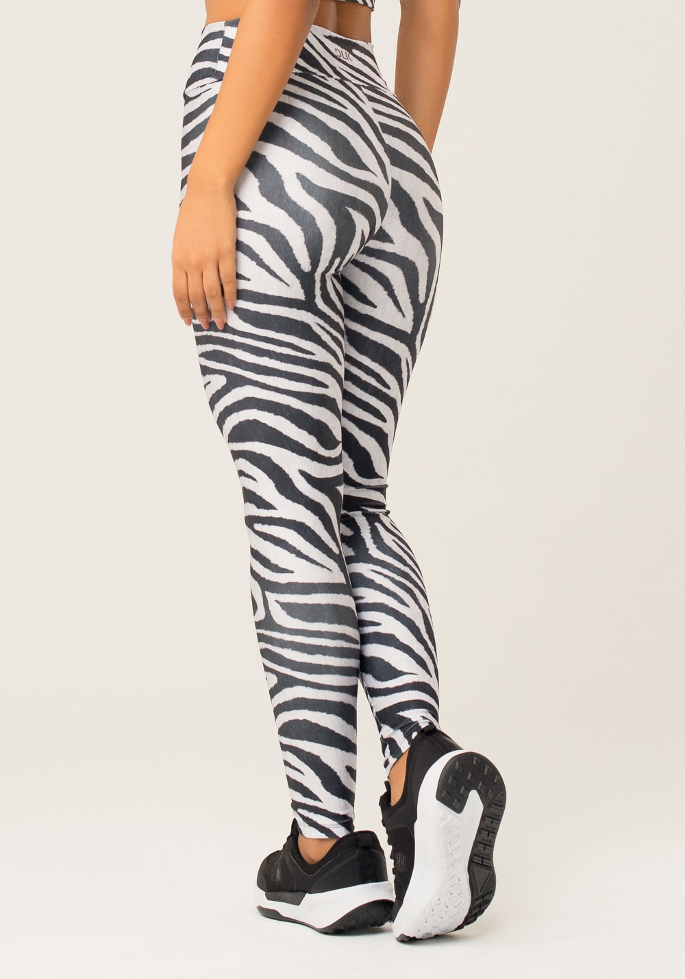 Legging fitness feminina com cós transpassado estampada zebra animal printed